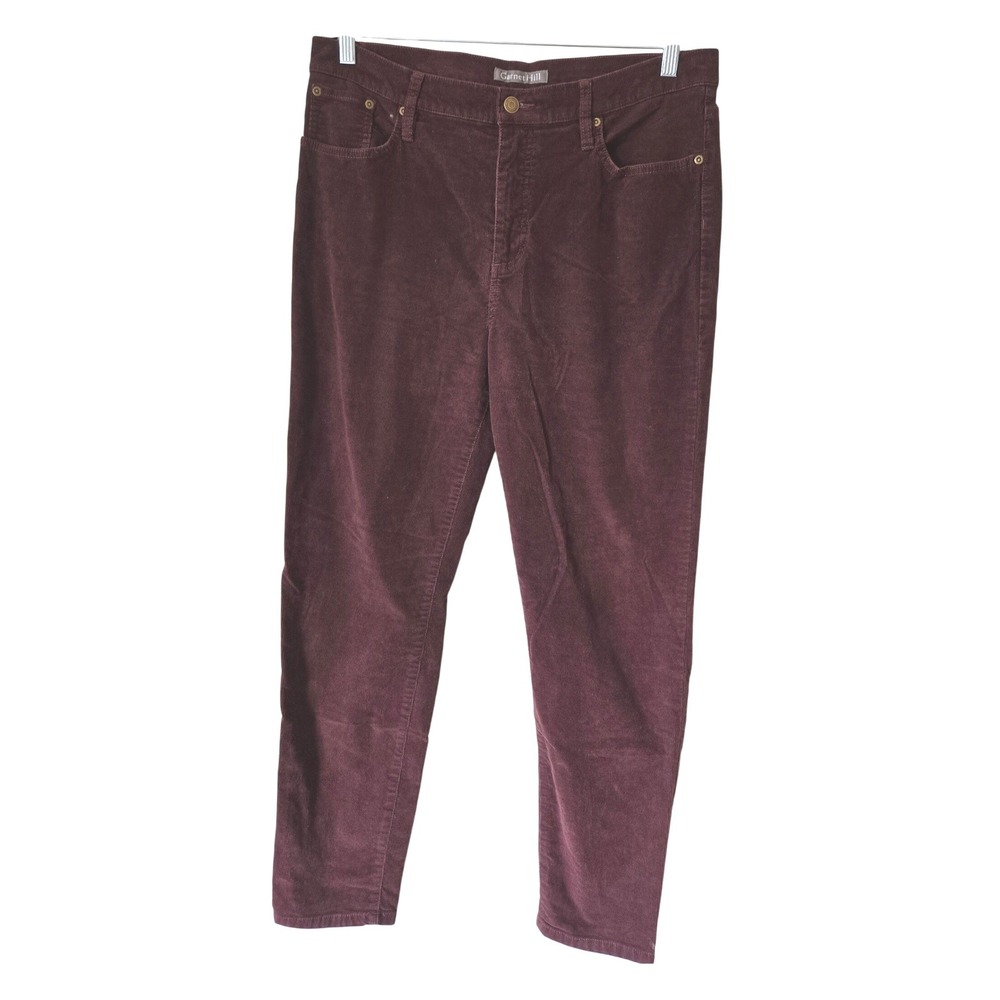 Garnet Hill 14 Corduroy Pants Womens Burgundy Organic Cotton Straight Leg